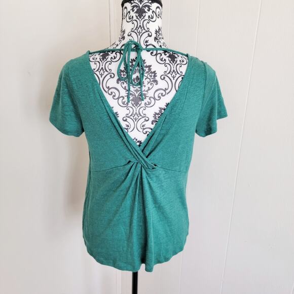 Anthro Maeve Horizon Rear Twist Linen Tee - Picture 3 of 5